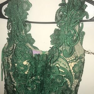 Green lace cocktail dress